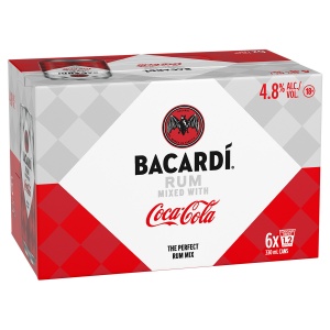 Picture of Bacardi & Coca Cola 4.8% 6pk Cans 330ml